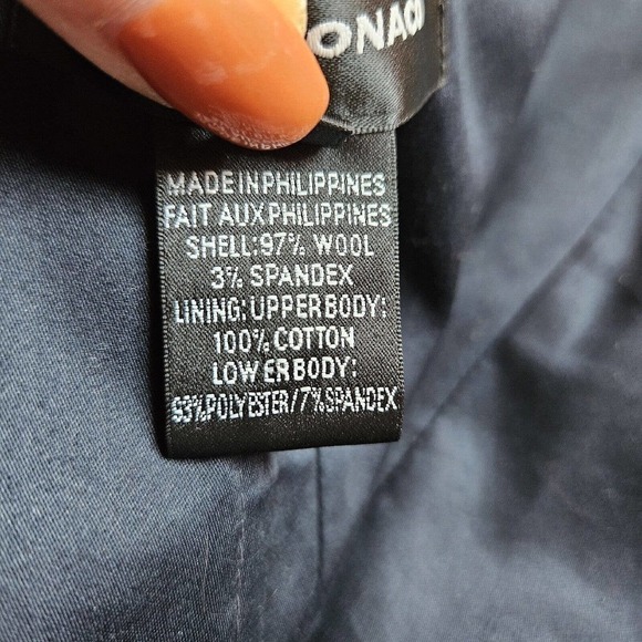 Club Monaco Wool Blend Navy Pin Stripe Strapless Bubble Mini Dress Sz 4 PERFECT - Picture 10 of 11